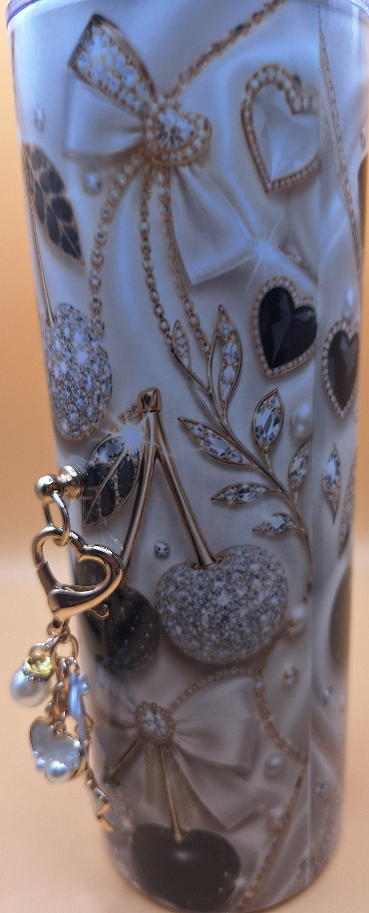 Luxury inspired 20oz tumbler with charms and ice topper
