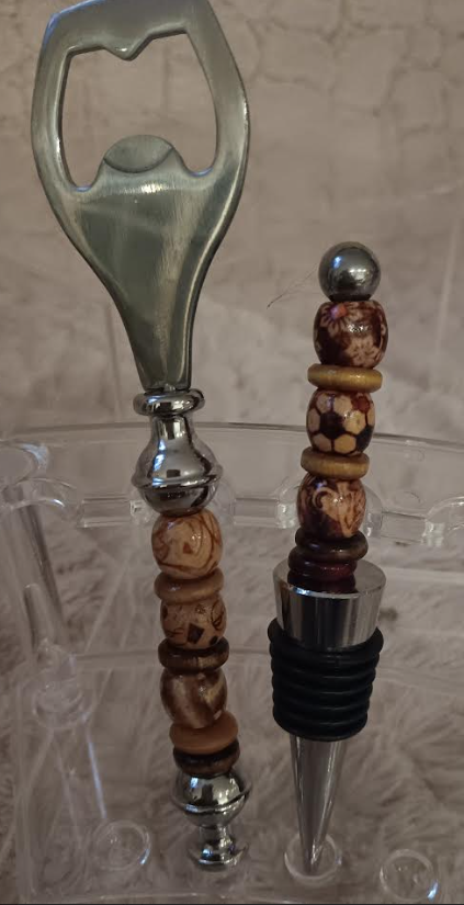 African Beaded Bottle Opener & Stopper Set