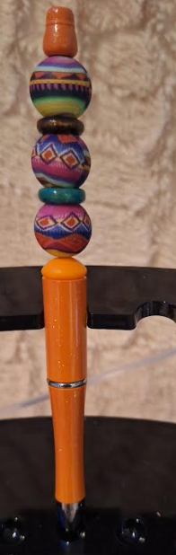 Boho Orange Beaded Pen