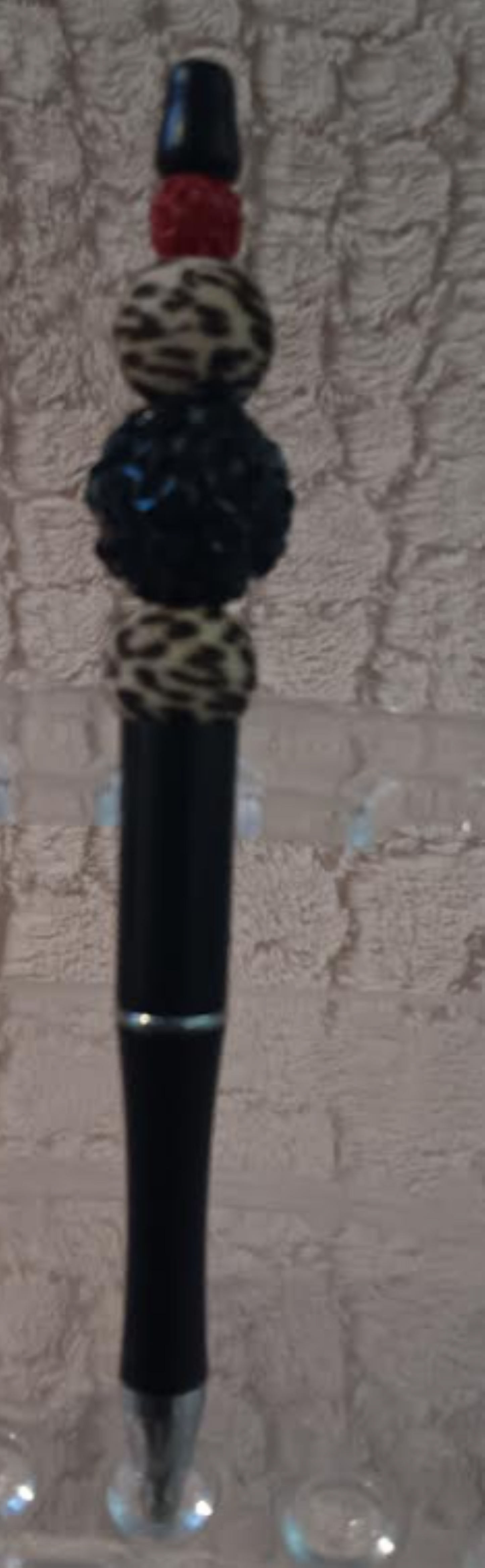 Diva Collection – Black Pen with Leopard Print, Black Crystals & a Touch of Red