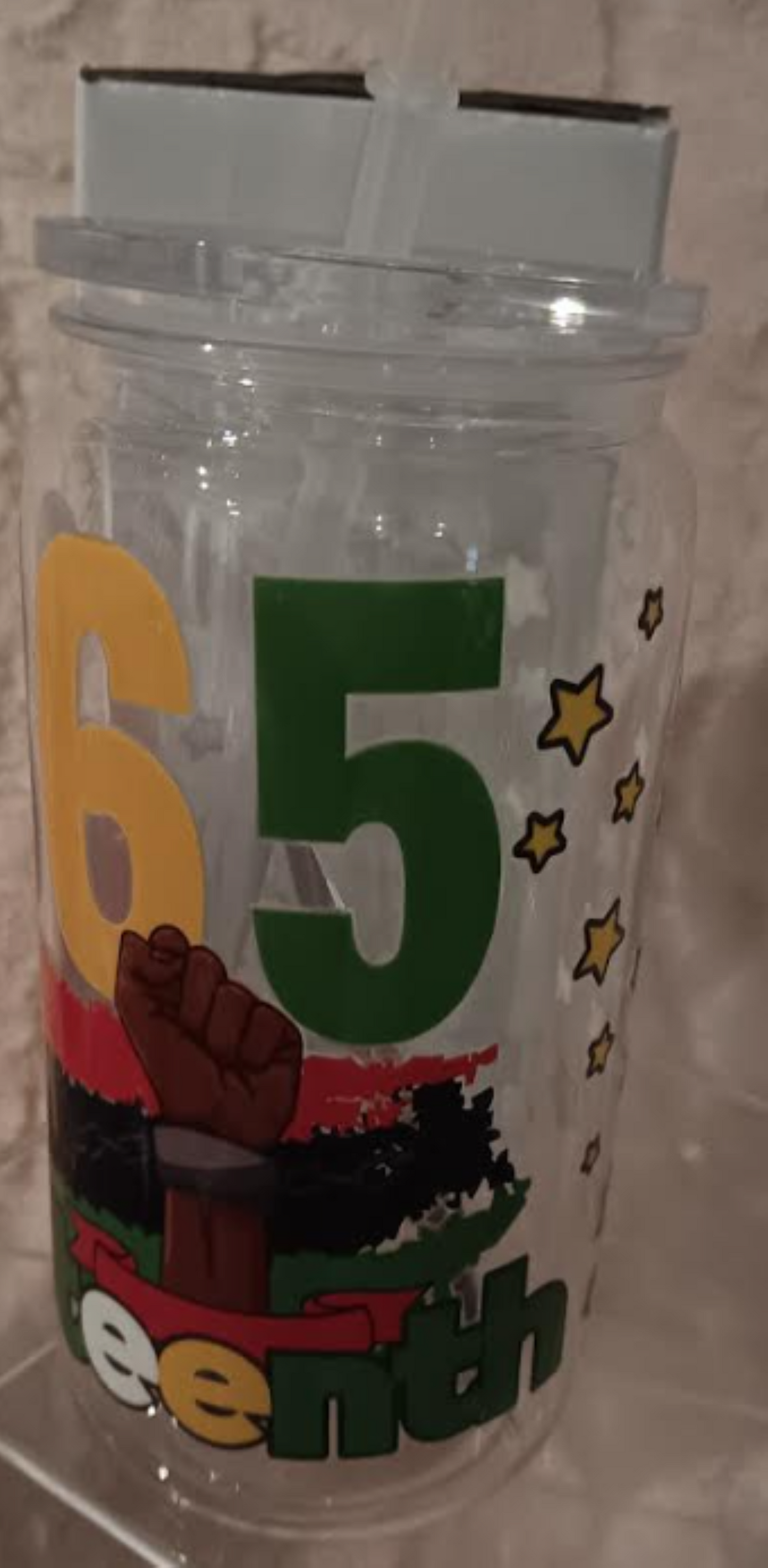 Juneteenth Collection – 16 oz Acrylic Cup with Reusable Straw Celebrate Freedom | Juneteenth 1865