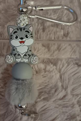 Gray Kitty keychain