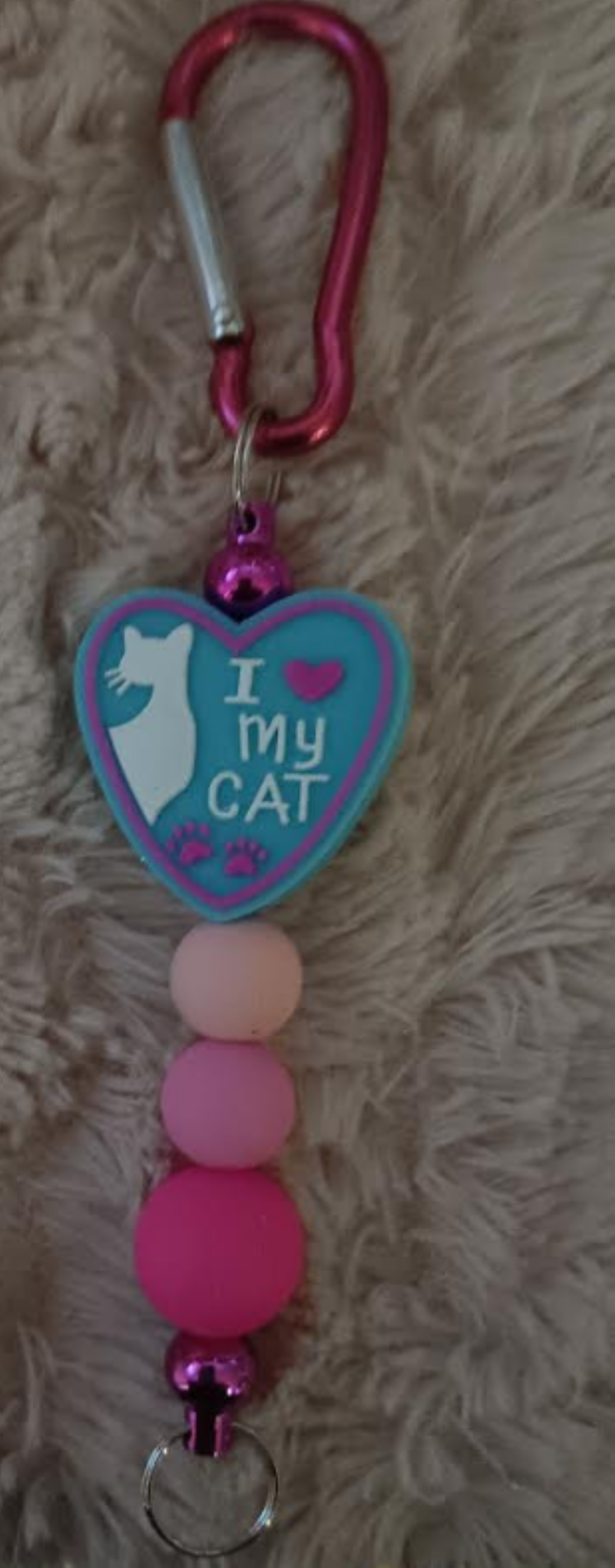 "Pink D-Ring Charm ā I Love My Cat š±š