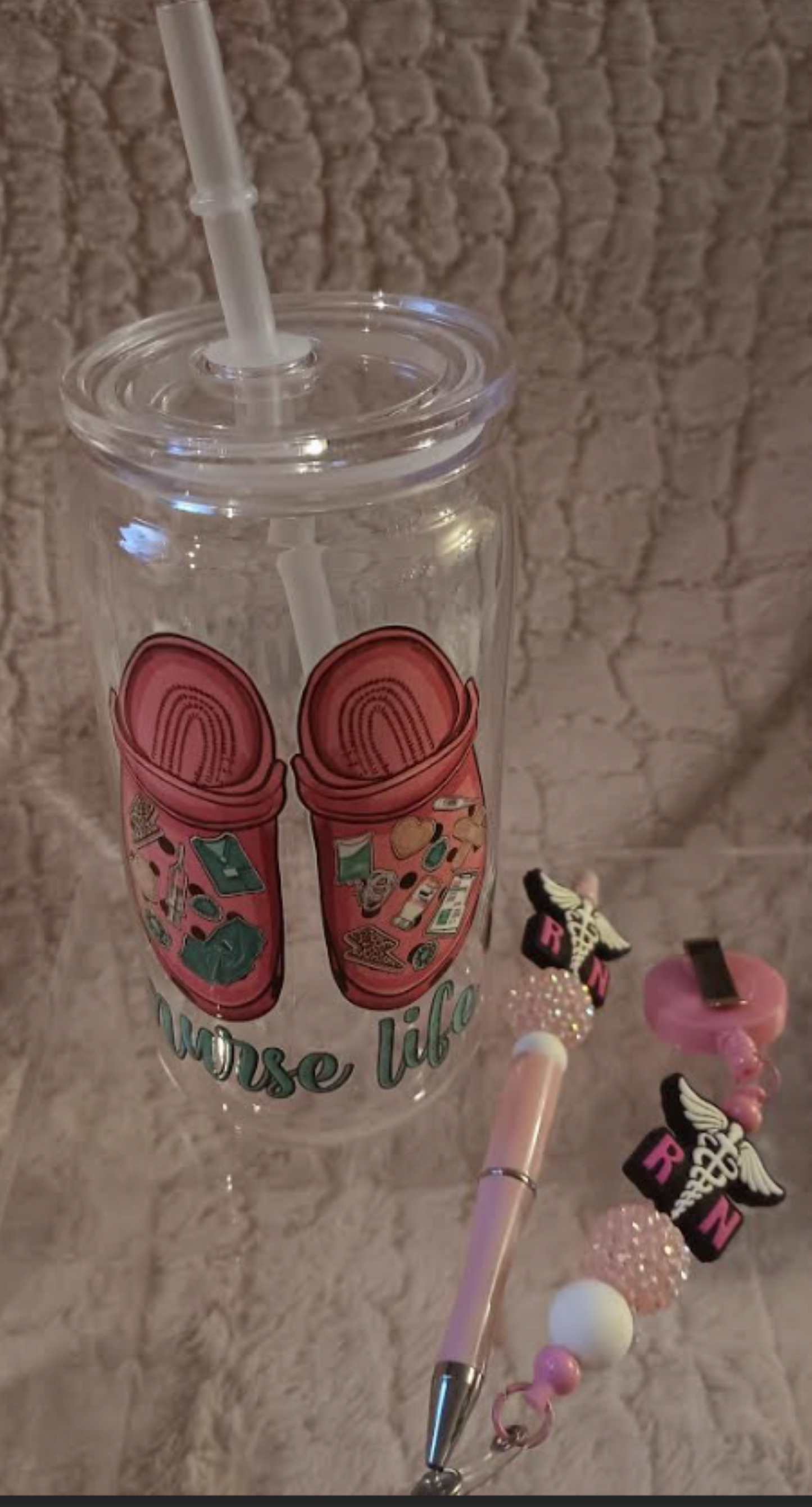 🩺 Nurse Collection – "Nurse Life" 16oz Acrylic Cup Gift Set