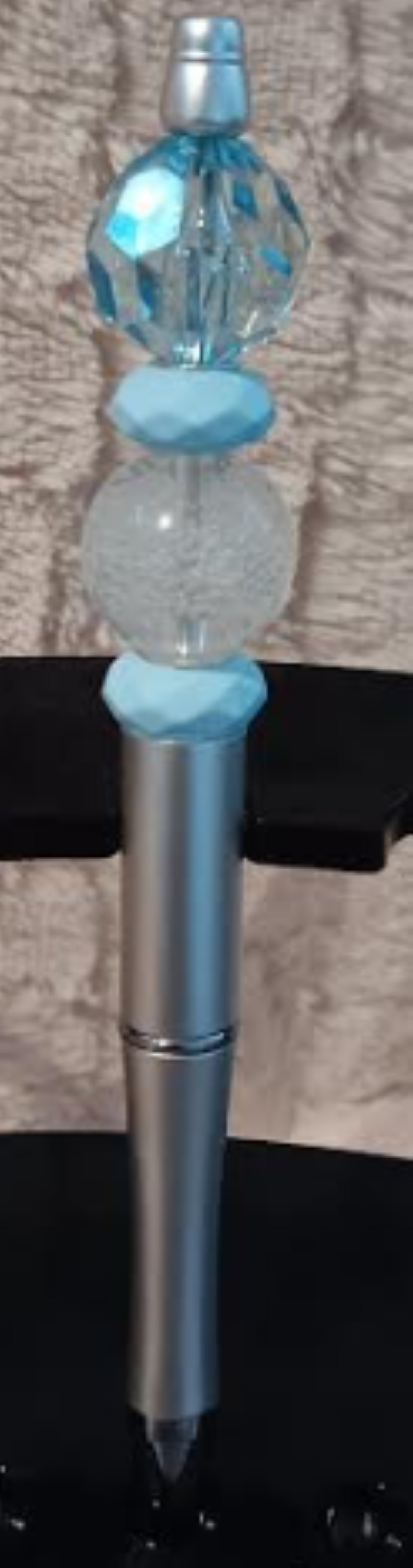 Silver pen with Icy blue beads