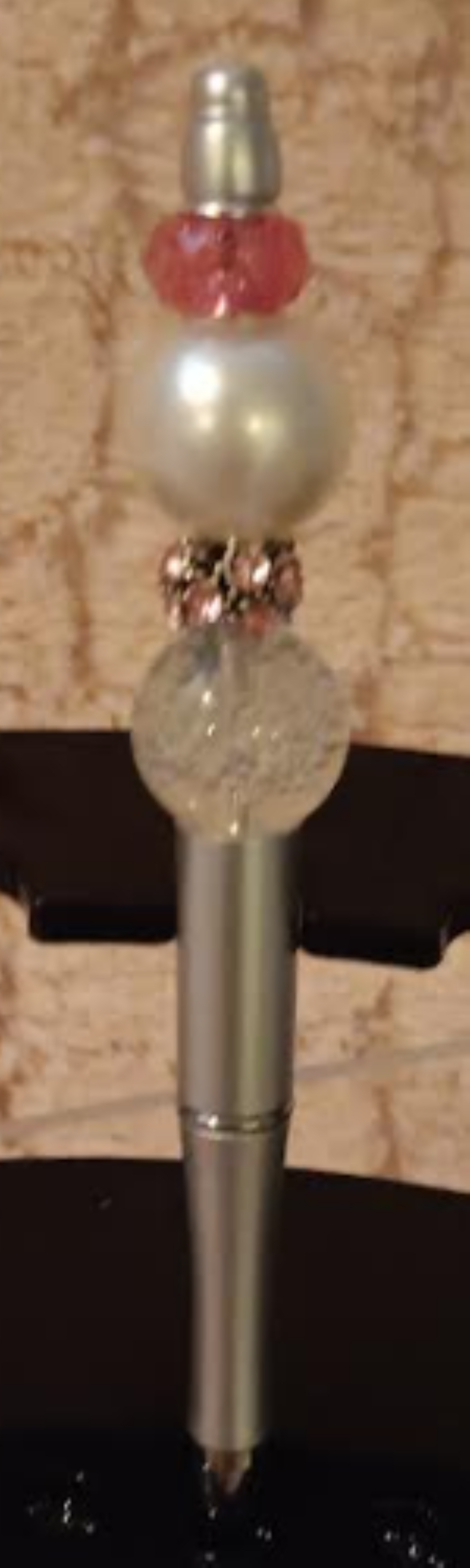 Elegant Silver Pen with Pearls & Sparkling Pink Beads