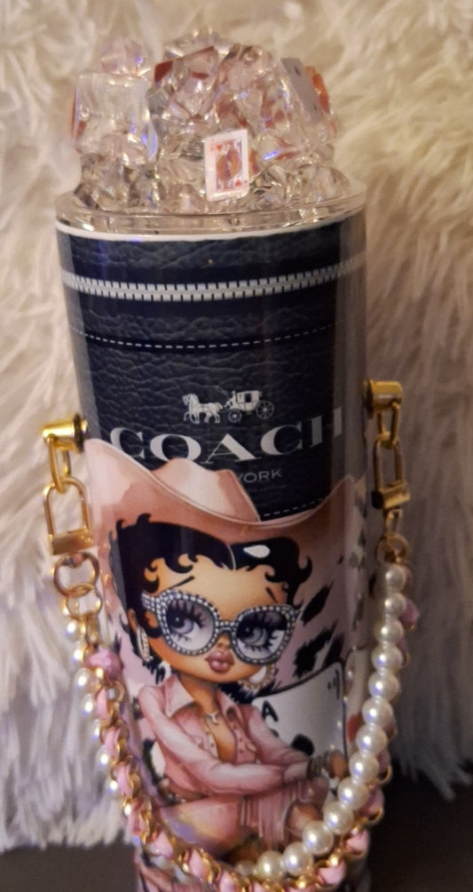 Betty pretty in luxury and pink Purse tumbler 20 oz
