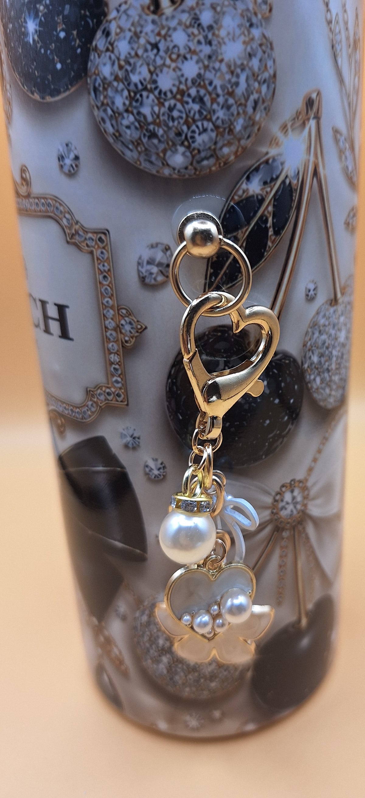 Luxury  inspired 20oz tumbler with charms and ice topper