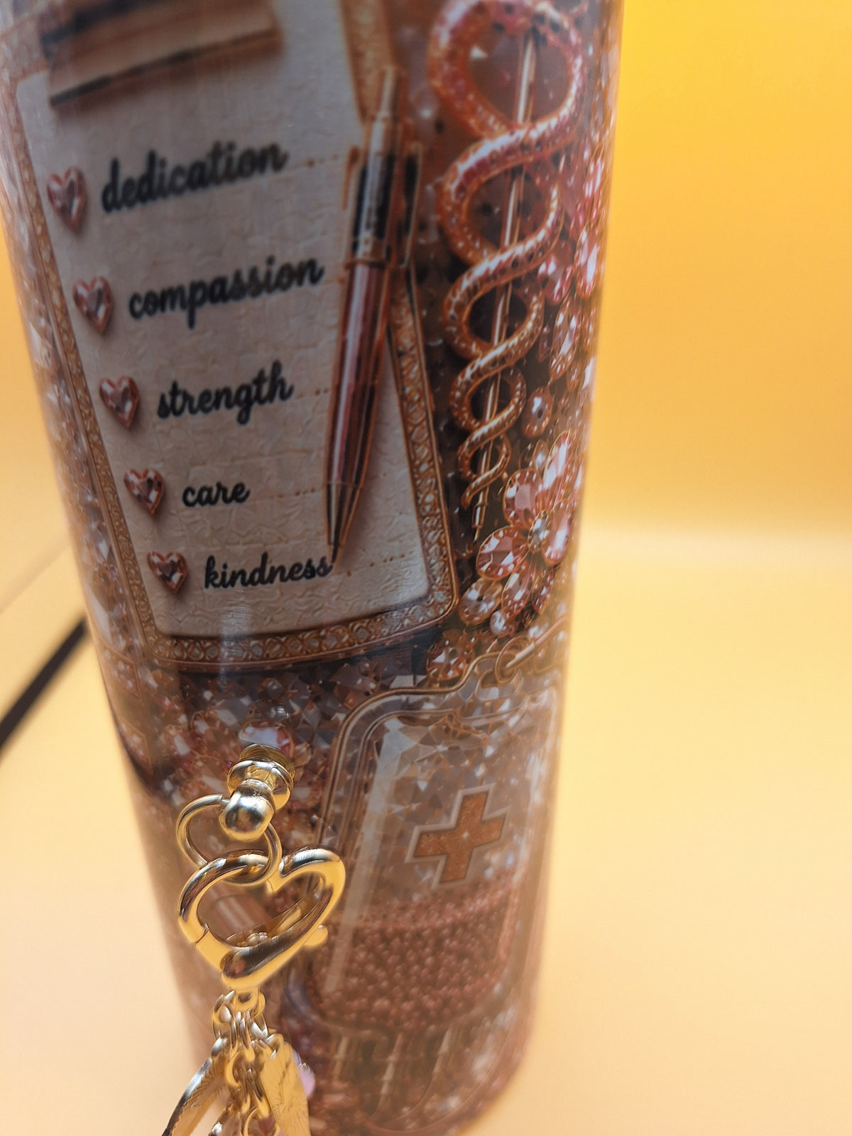 Nurse 20oz tumbler with charms and ice topper come with reusable straw