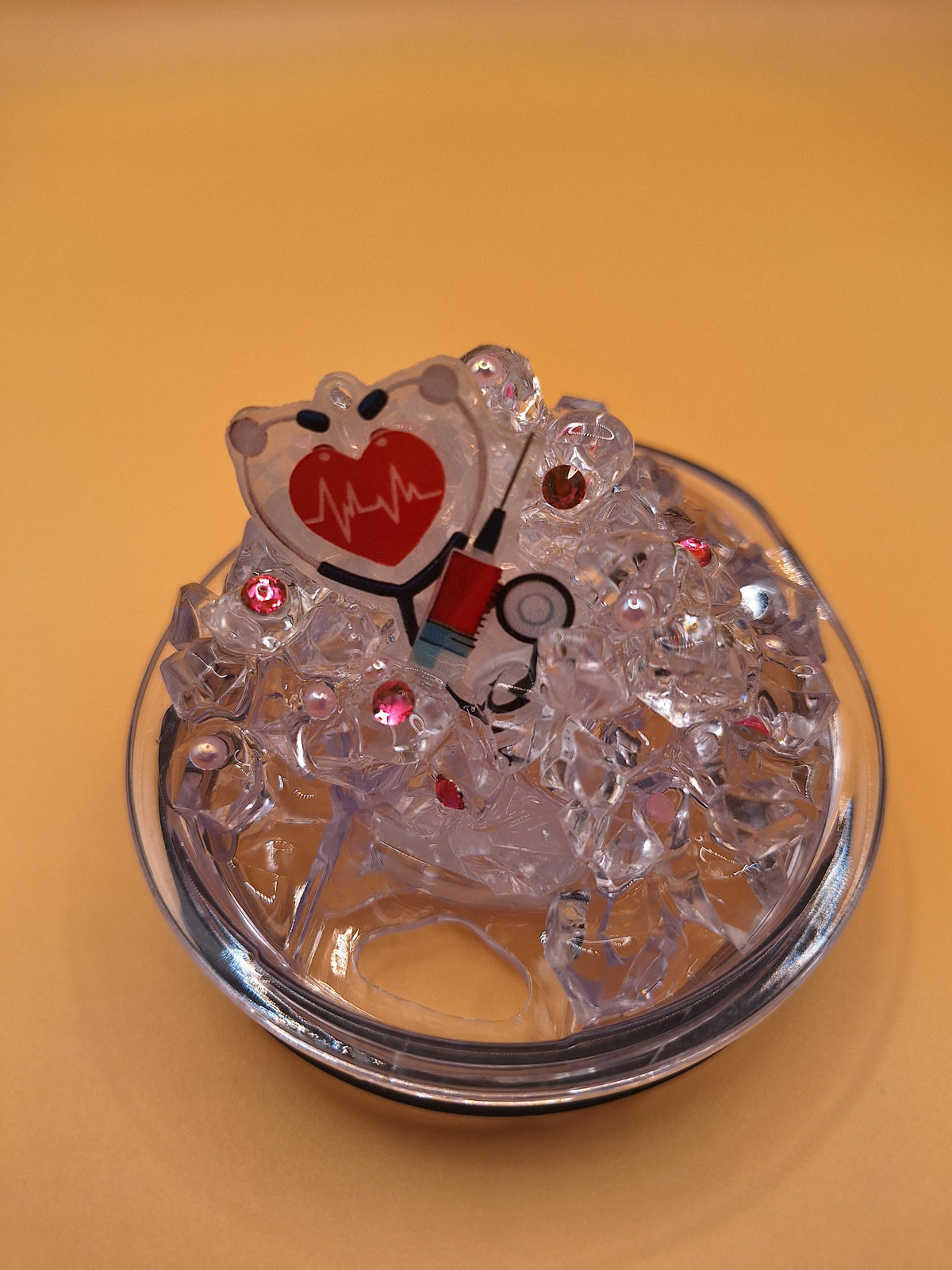 Nurse 20oz tumbler with charms and ice topper come with reusable straw