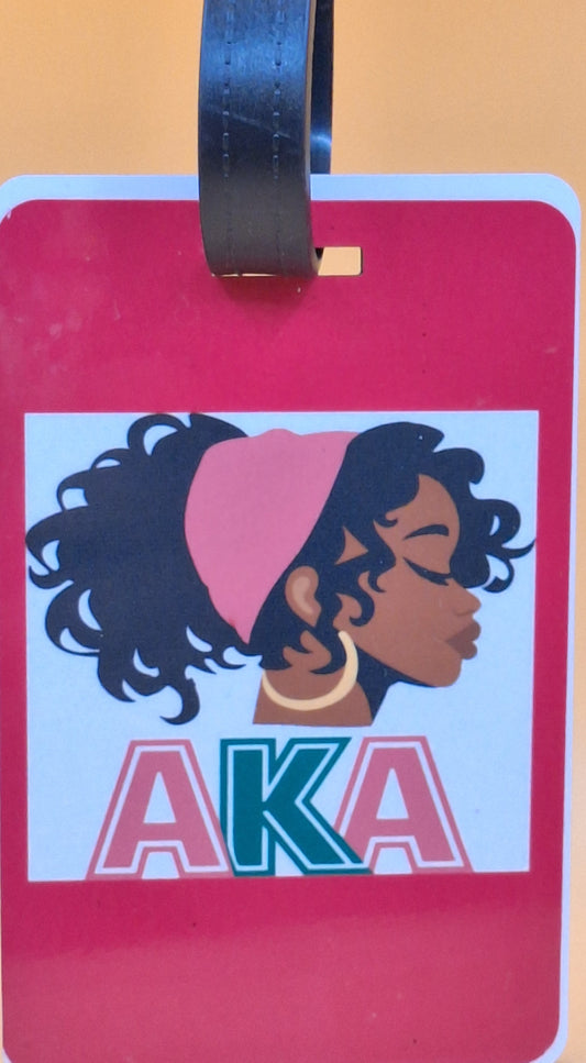 AKA inspired Pretty in Pink and Green bag tag