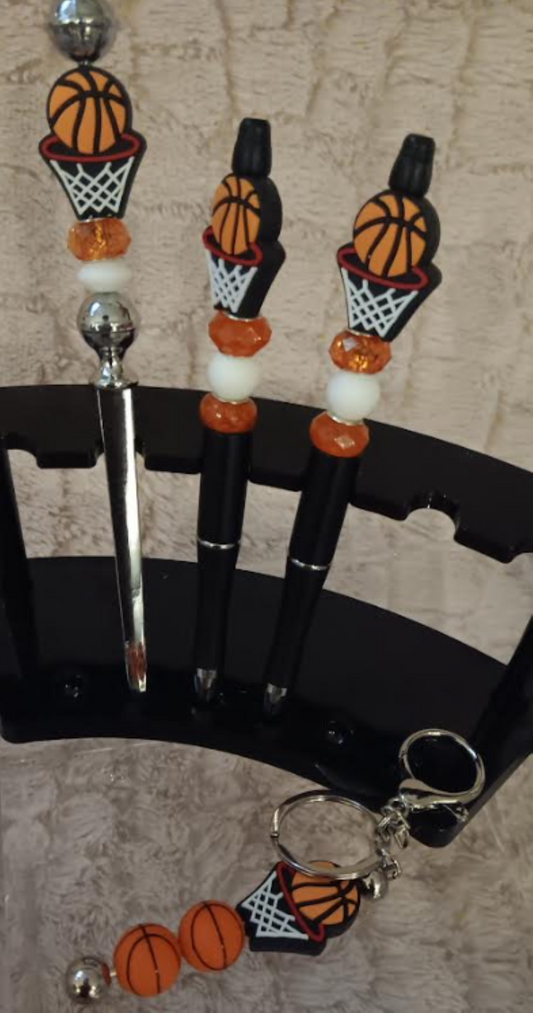 "Game On! 🏀 Set of 2 Basketball Pens, Letter Opener & Keychain"