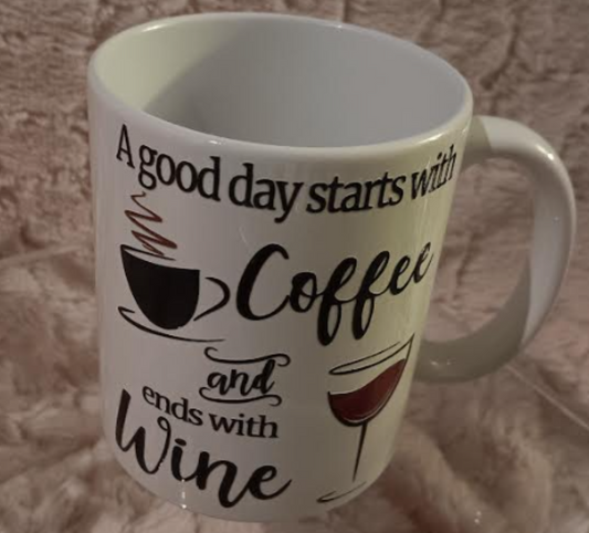 "A Good Day Starts with Coffee & Ends with Wine – The Perfect Mug! ☕🍷
