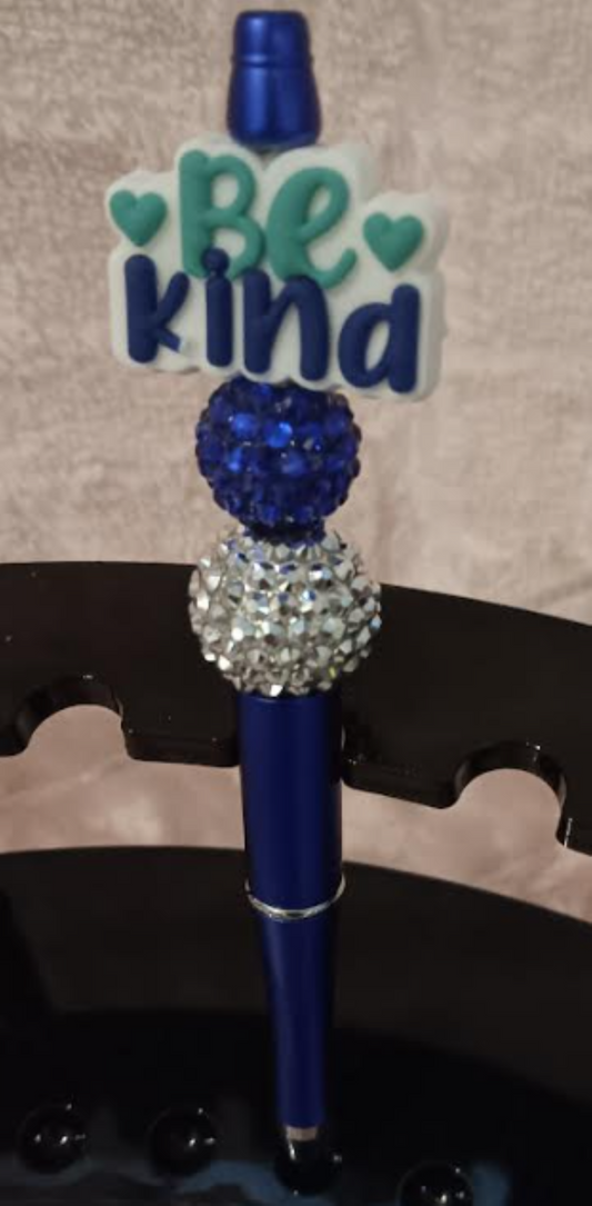 "Be Kind – Royal Blue Pen with Blue & Silver Crystals!"