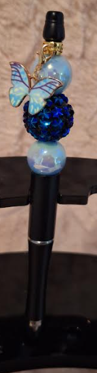 Graceful Blue Beaded Butterfly Pen