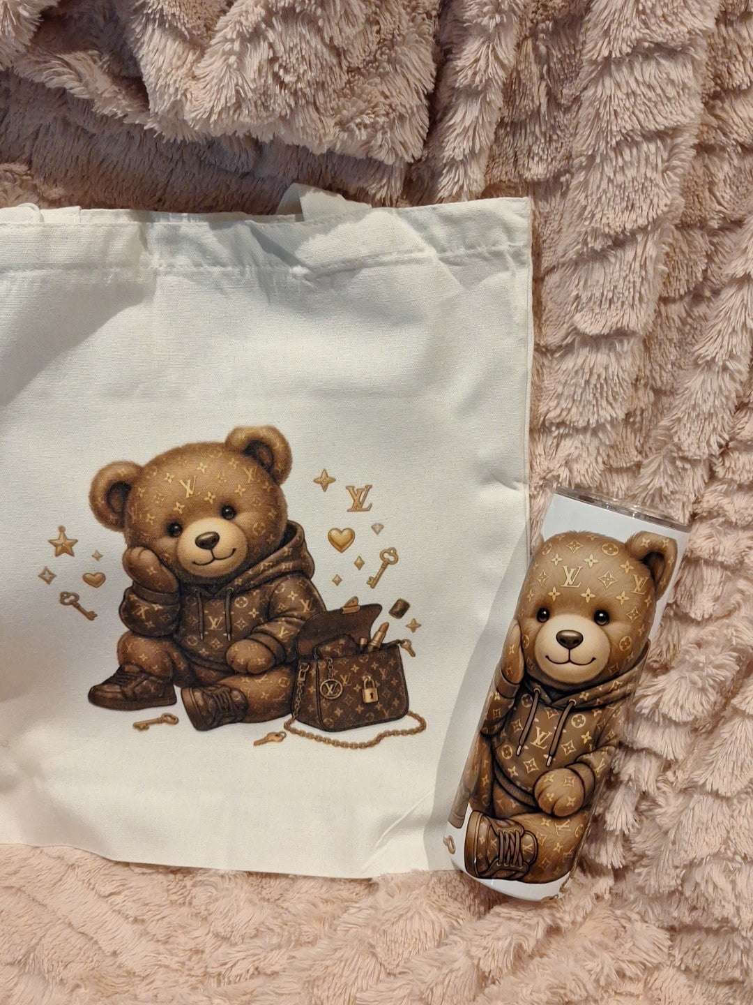 Luxury Bear 20oz tumbler with matching tote