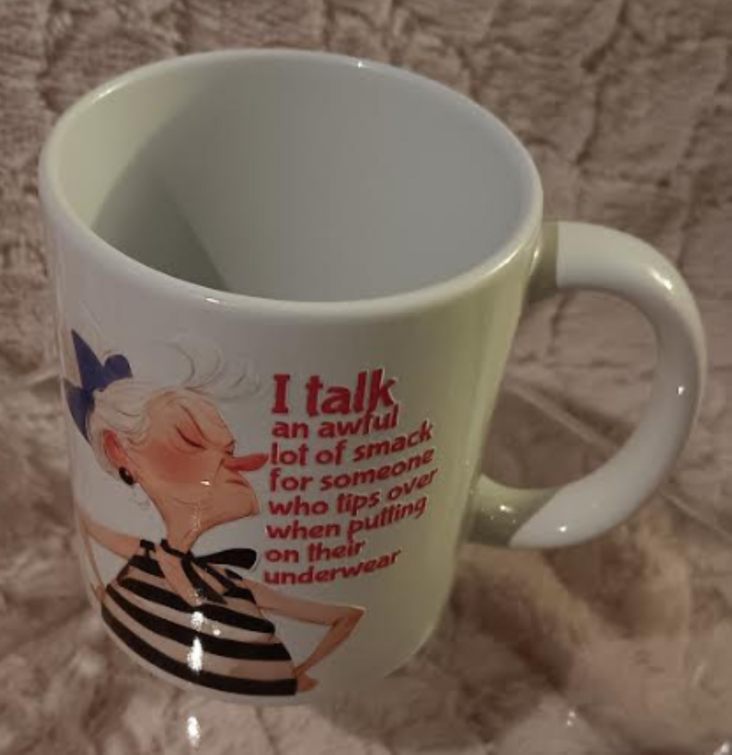 I Talk an Awful Lot for Someone Who Tips Over Putting on Their Underwear – Funny Mug!" 😂☕