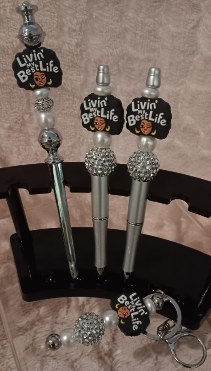 Living My Best Life Silver and Pearl Pen