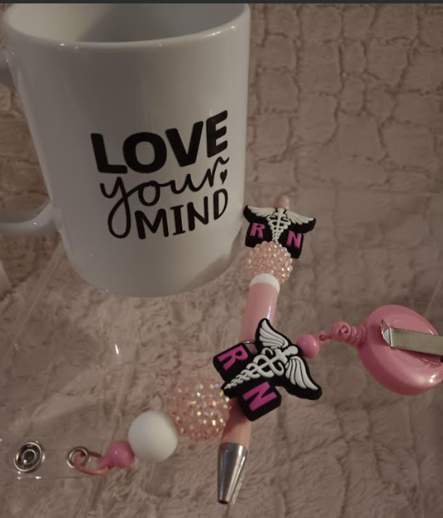 Nurse Collection/Mental Health RN mug, pen and Id retractor
