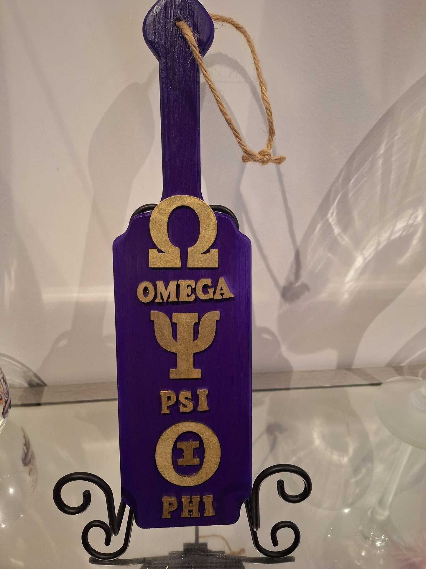 “Omega Pride Paddle”  Size: 15 inches Theme Colors: Royal Purple & Metallic Gold