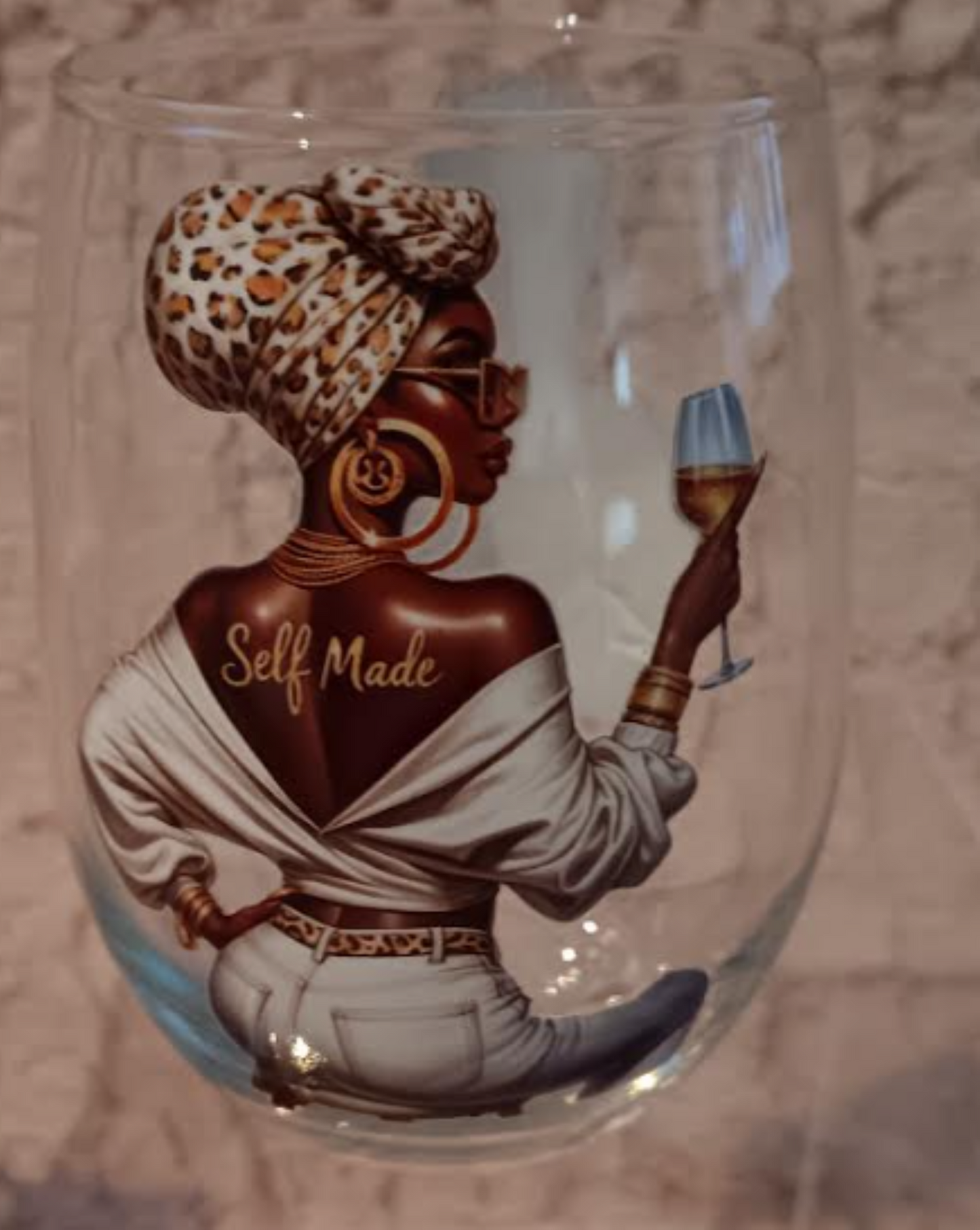 Sista Girl Inspirational Wine Glass-Stronger than the Storm/Self Made