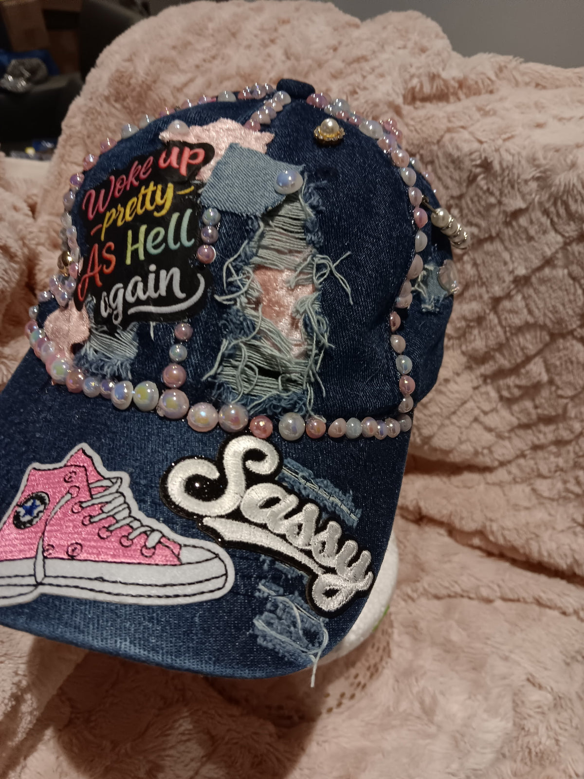Woke Up Pretty as Hell Again  Denim Junk Hat