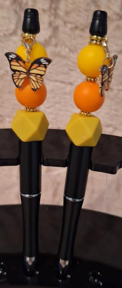 Aset of two Yellow and Orange Butterfly pens