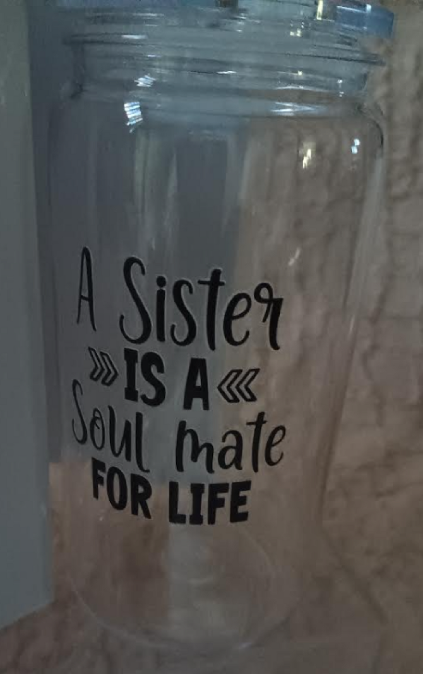 Sister Collection – 16 oz Acrylic Cup with Reusable Straw "A Sister Is a Soulmate for Life"