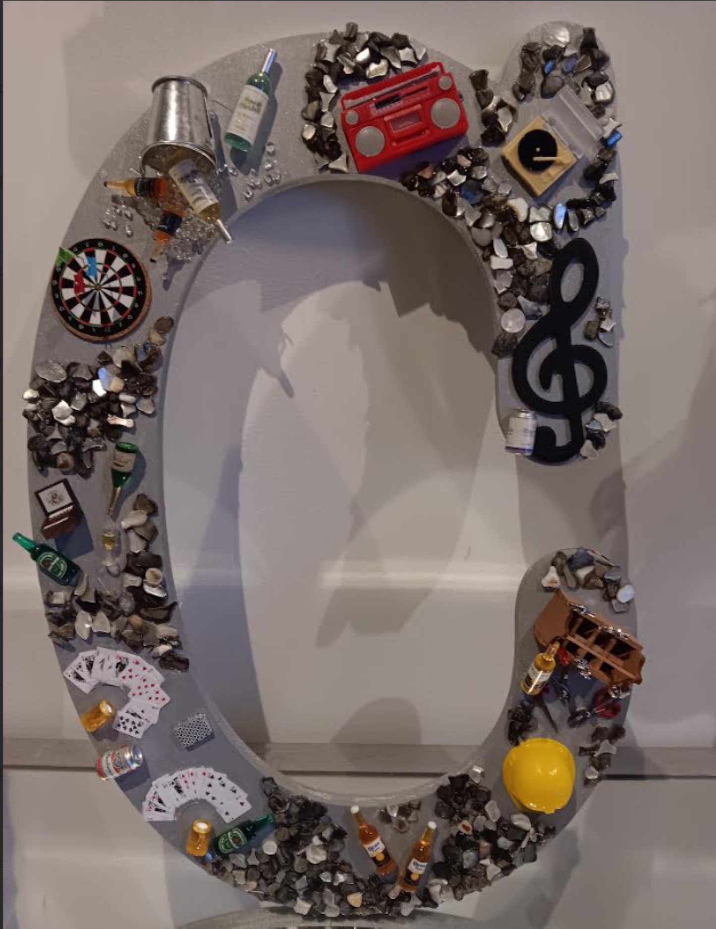 Personality Letter "C" – 18" Handcrafted Decor in Silver Gray with Luxe & Lifestyle Accents (Easel Not Included)