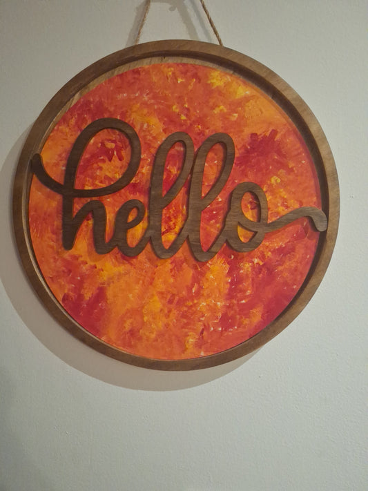 15-Inch Handcrafted Wooden Hello Sign