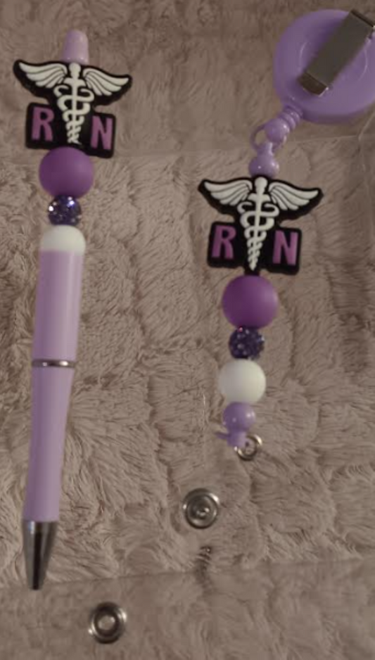 Nurse Collection/Lavender and Purple RN pen and Id Retractor