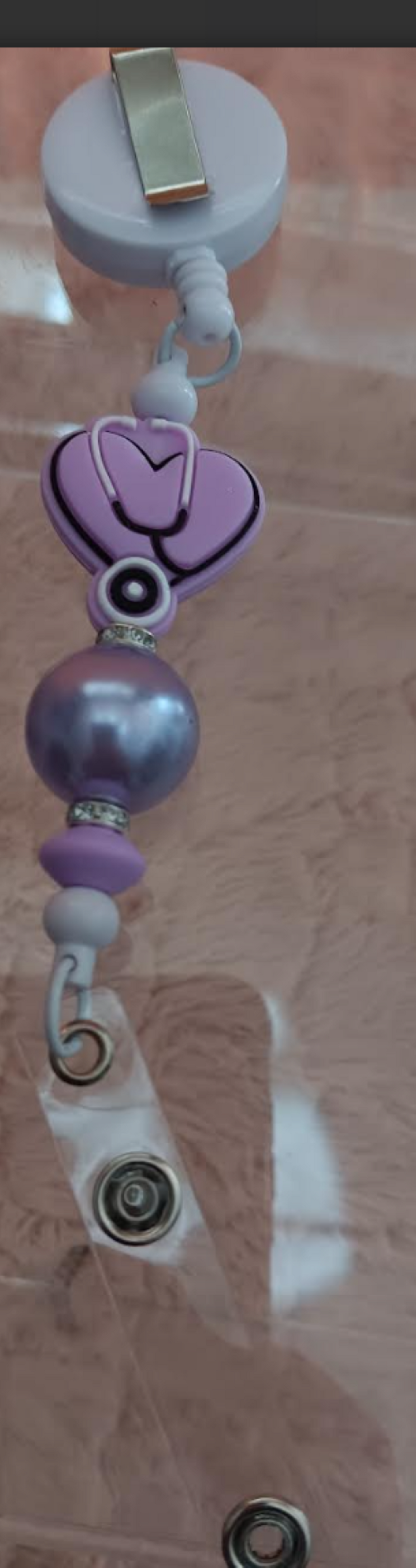 💜 Medical Collection – Lavender Heart with Stethoscope Id retractor
