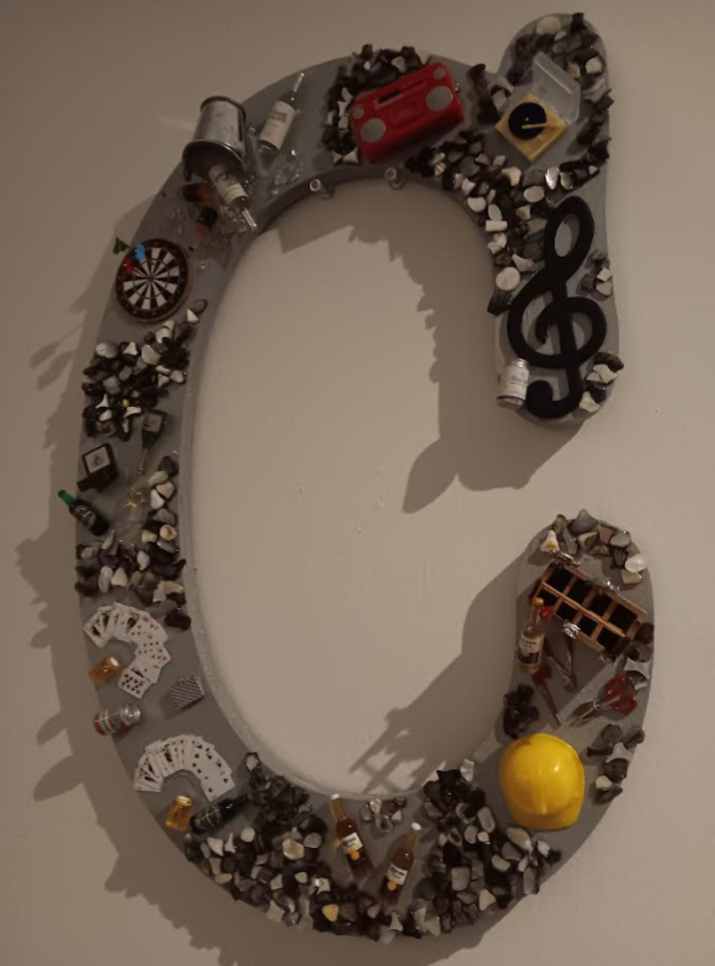 Personality Letter "C" – 18" Handcrafted Decor in Silver Gray with Luxe & Lifestyle Accents (Easel Not Included)