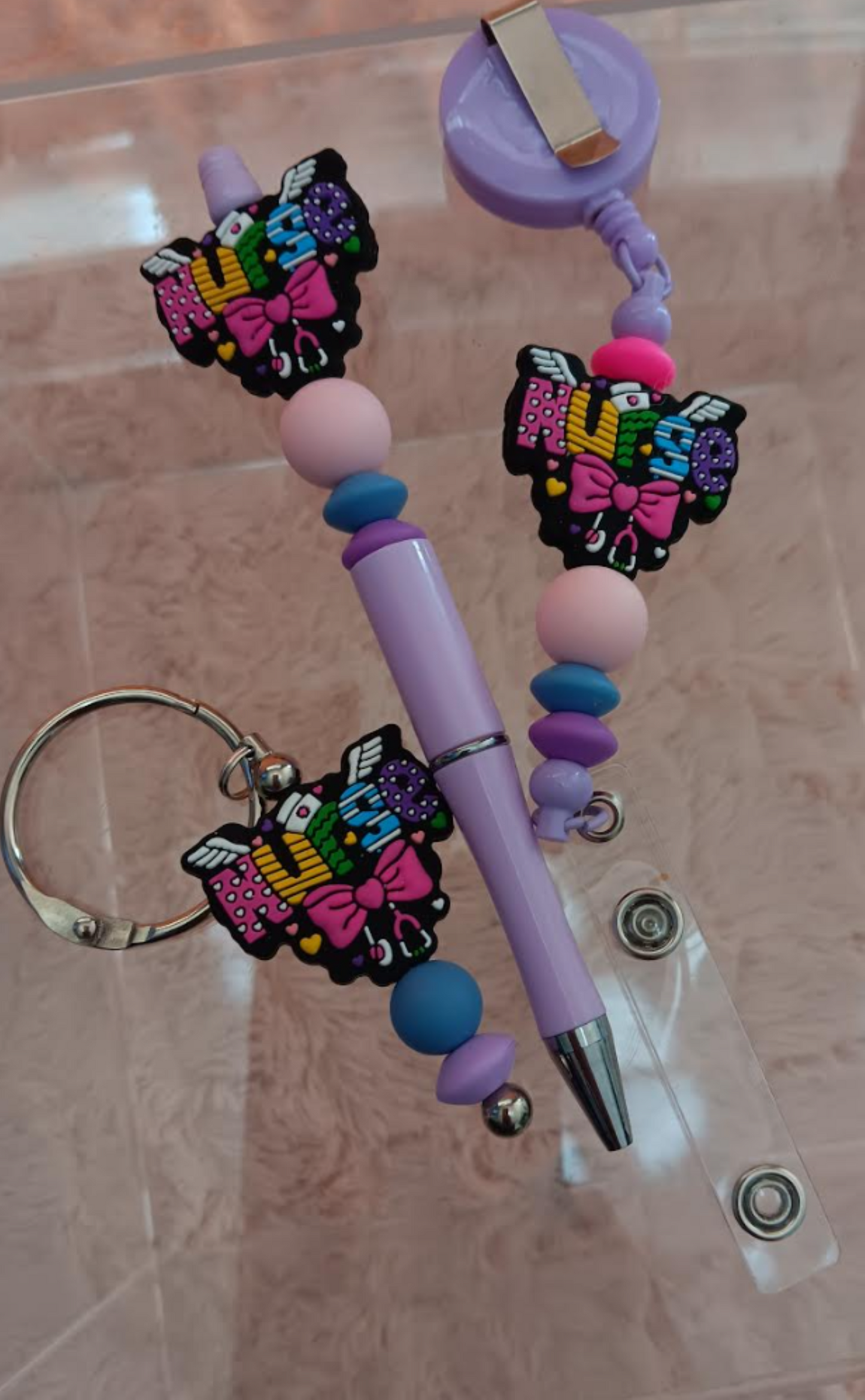 🩺 Nurse Collection – Pen, ID Retractor & Charm Set
