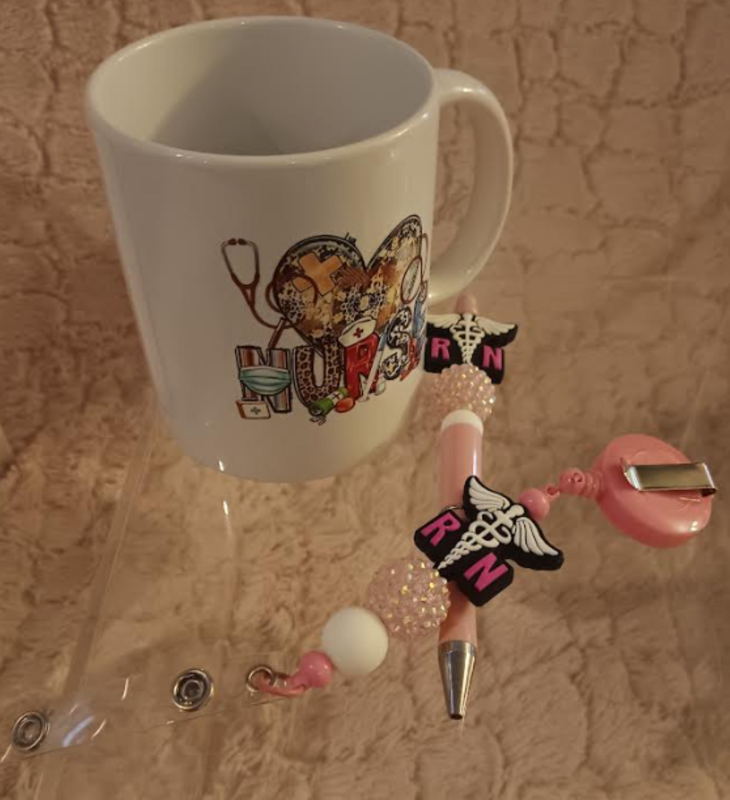 Nurse Collection/Mental Health RN mug, pen and Id retractor